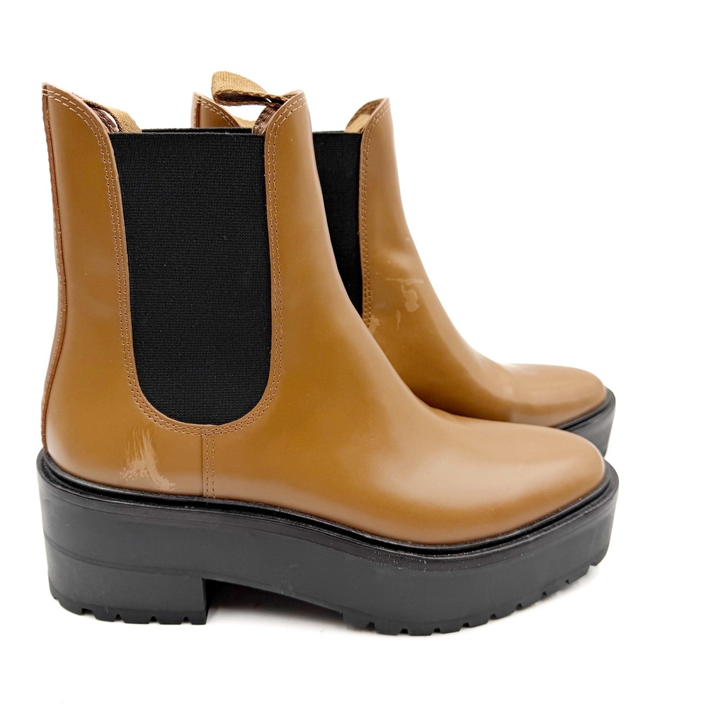 Loeffler Randall Reggie Chelsea **READ Platform Boot Brown Leather‎ Ankle Sz 7.5